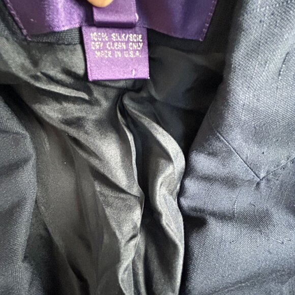 Ralph Lauren Purple Label Womens Blazer 4 100% Silk Navy Career Made In USA - Picture 4 of 10
